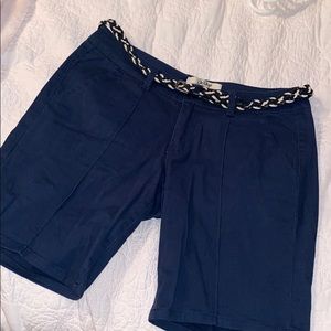 Navy Bermuda’s with rope belt